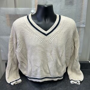 Shein ladies sweater. Cream with navy stripes size large.